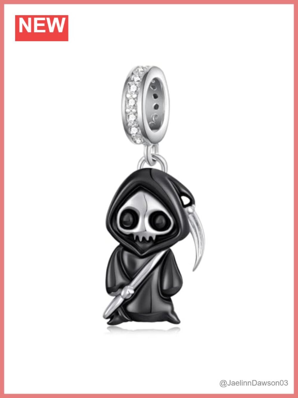S925 Sterling Silver Skeleton Scream Charm Bracelet Halloween Bead